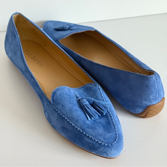 Talbots Francesca Suede Driving Flats Blue Tassel Detailing Size 9 - Picture 4 of 10